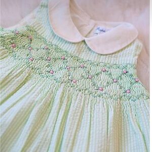 Ralph Lauren mint green and white stripe seersucker smocked dress 9months